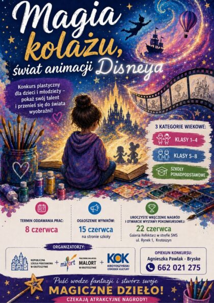 IV Powiatowy Konkurs Plastyczny„Magia kolażu – świat animacji Disneya”